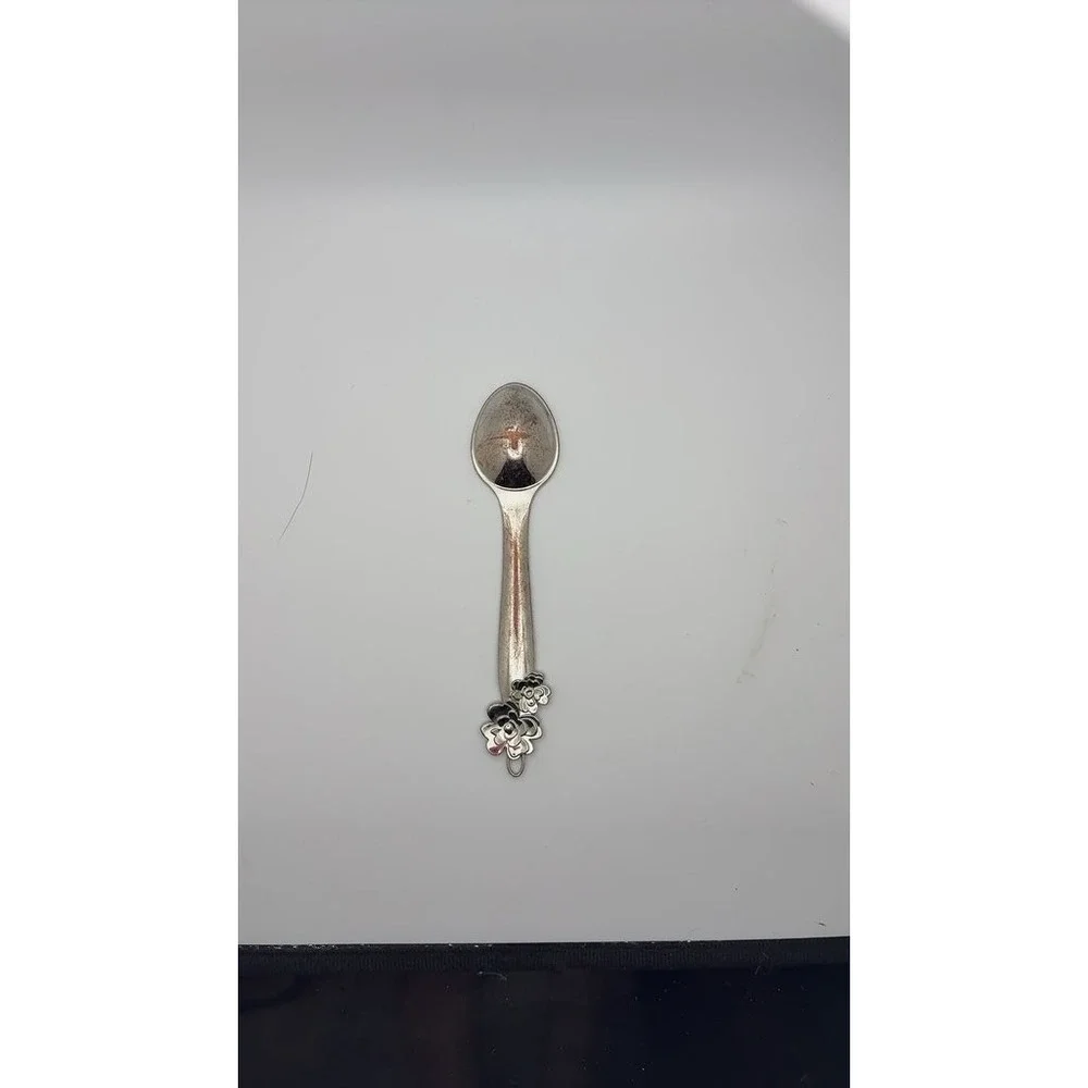 Vintage Silver Plated Floral Teaspoon Ornate Measuring Spoon Silver Kitchenware